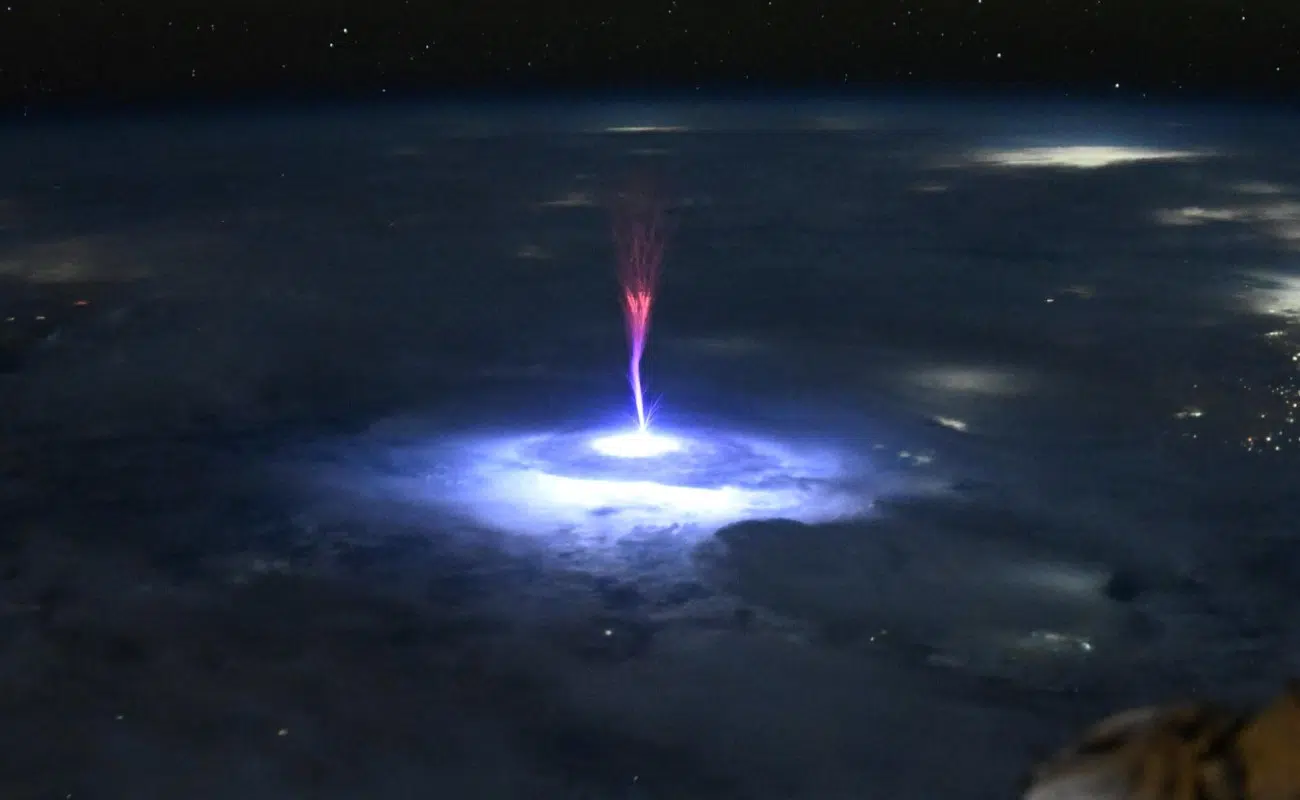 Closeup of lightning sprite from the ISS
