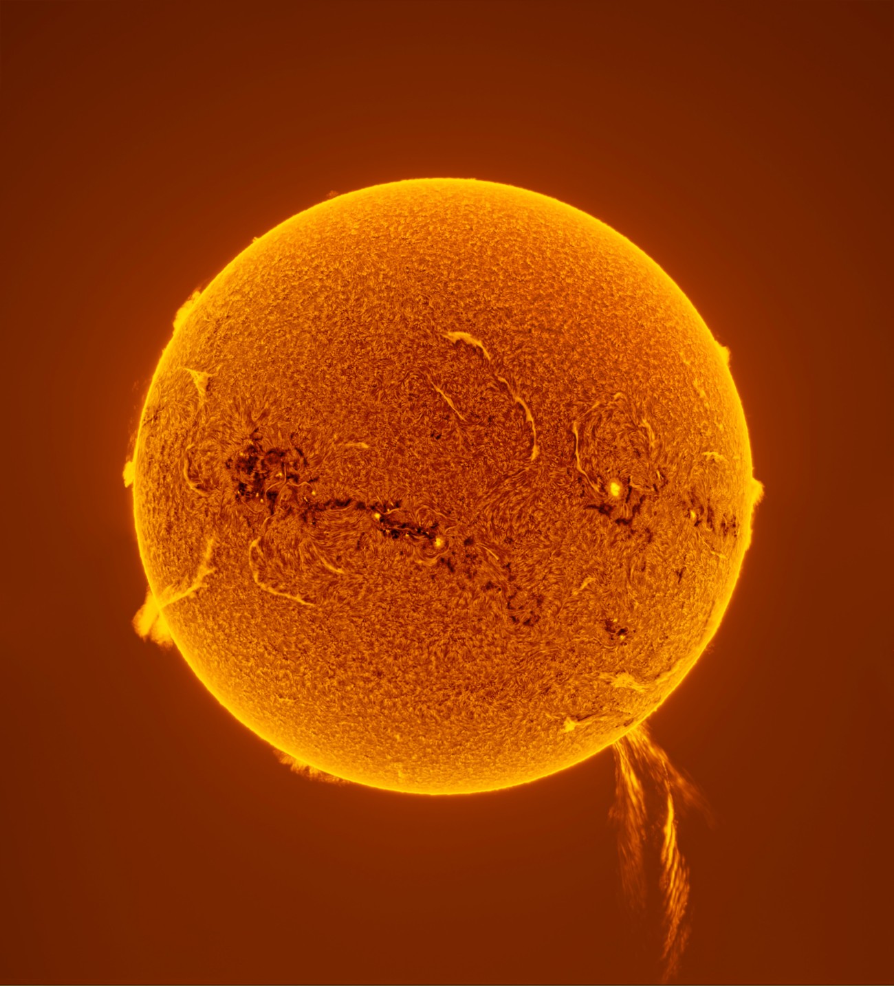 Massive solar prominence eruption