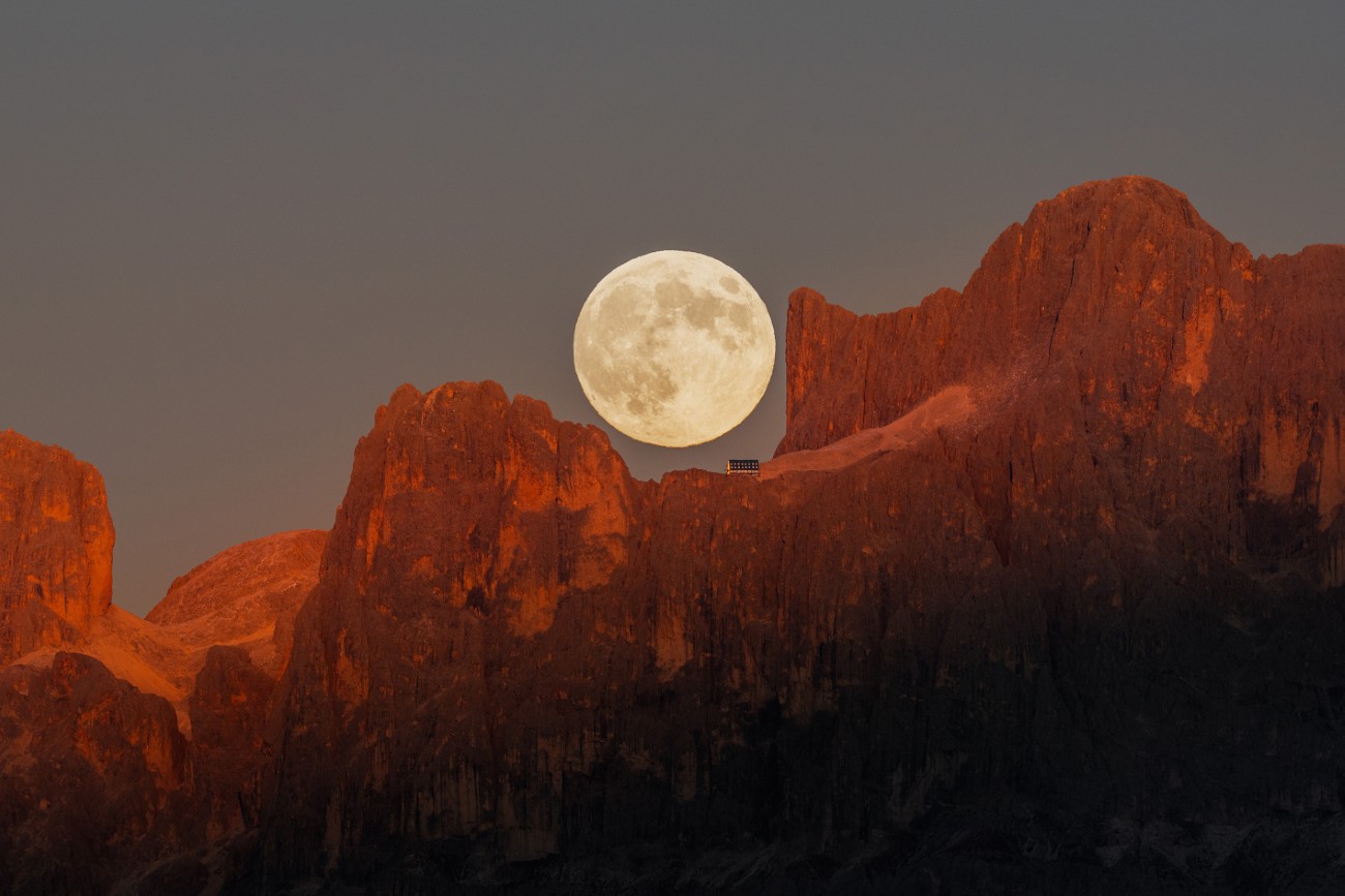 Full moon over the Dolomites