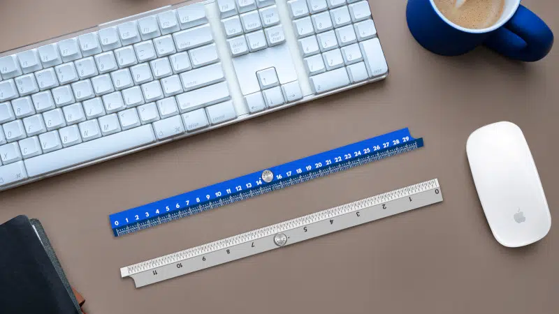 Two 25° Ruler Fold-X next to keyboard