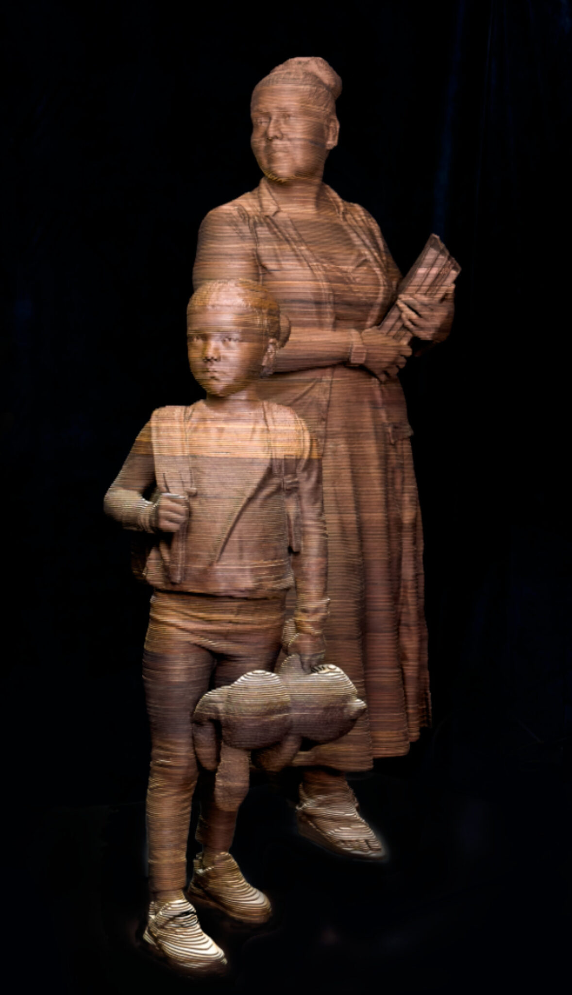 "Warriors" sculptures made of wood by Guillermo Bert