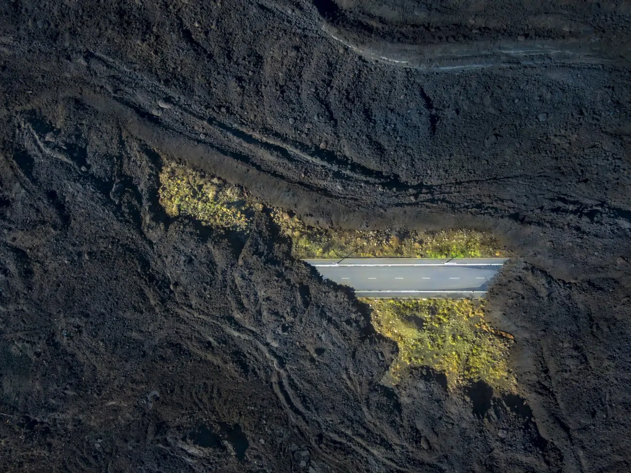 Hardened lava from Tajogaite volcano
